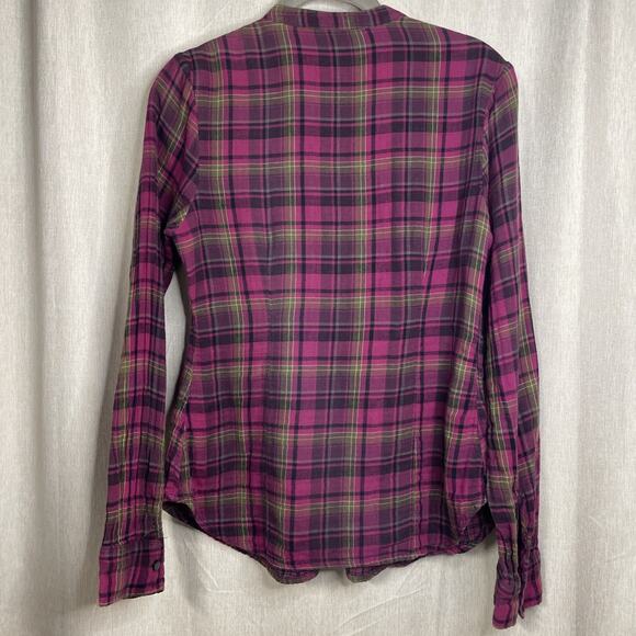 Converse One Star Women’s Plaid Button Top Size S - Long Sleeve V-Neck Casual - Picture 2 of 5